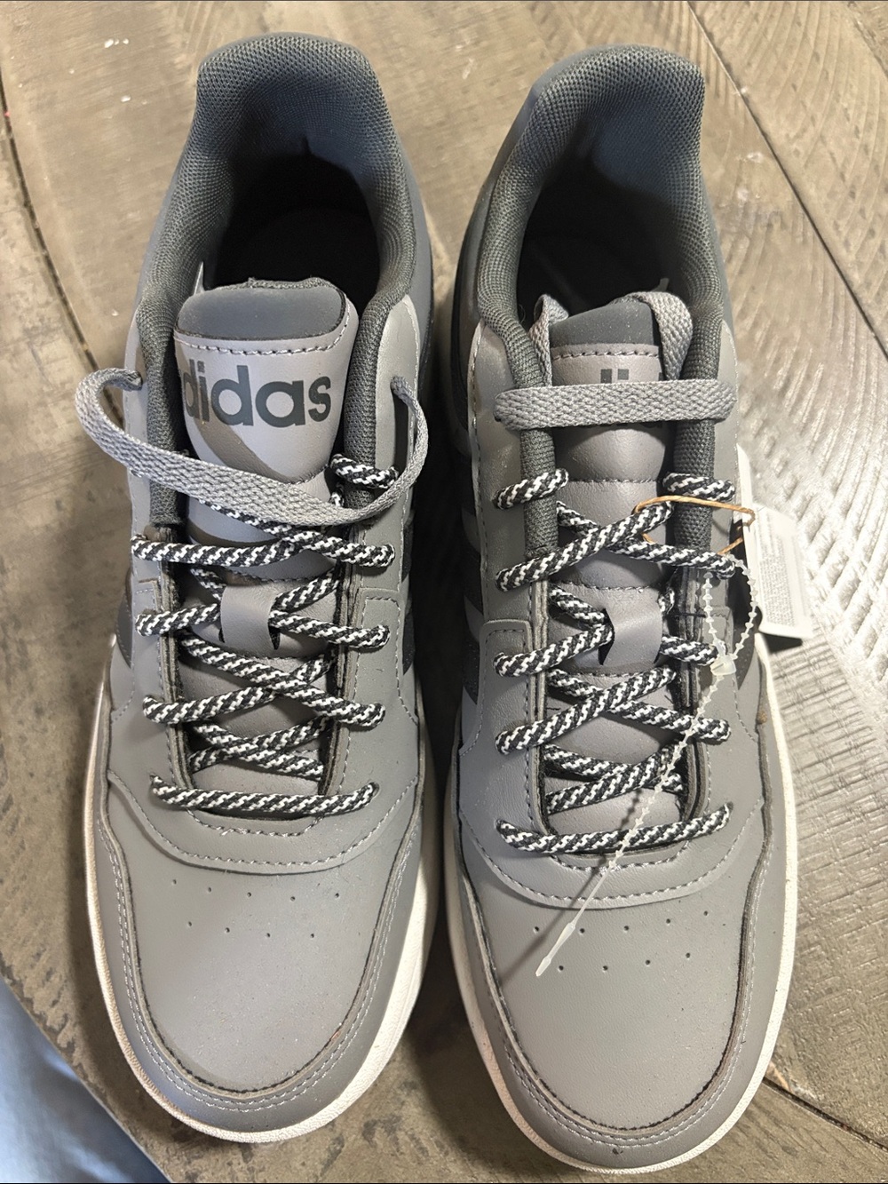 adidas Light Gray Low-Top Sneakers with Patterned Laces